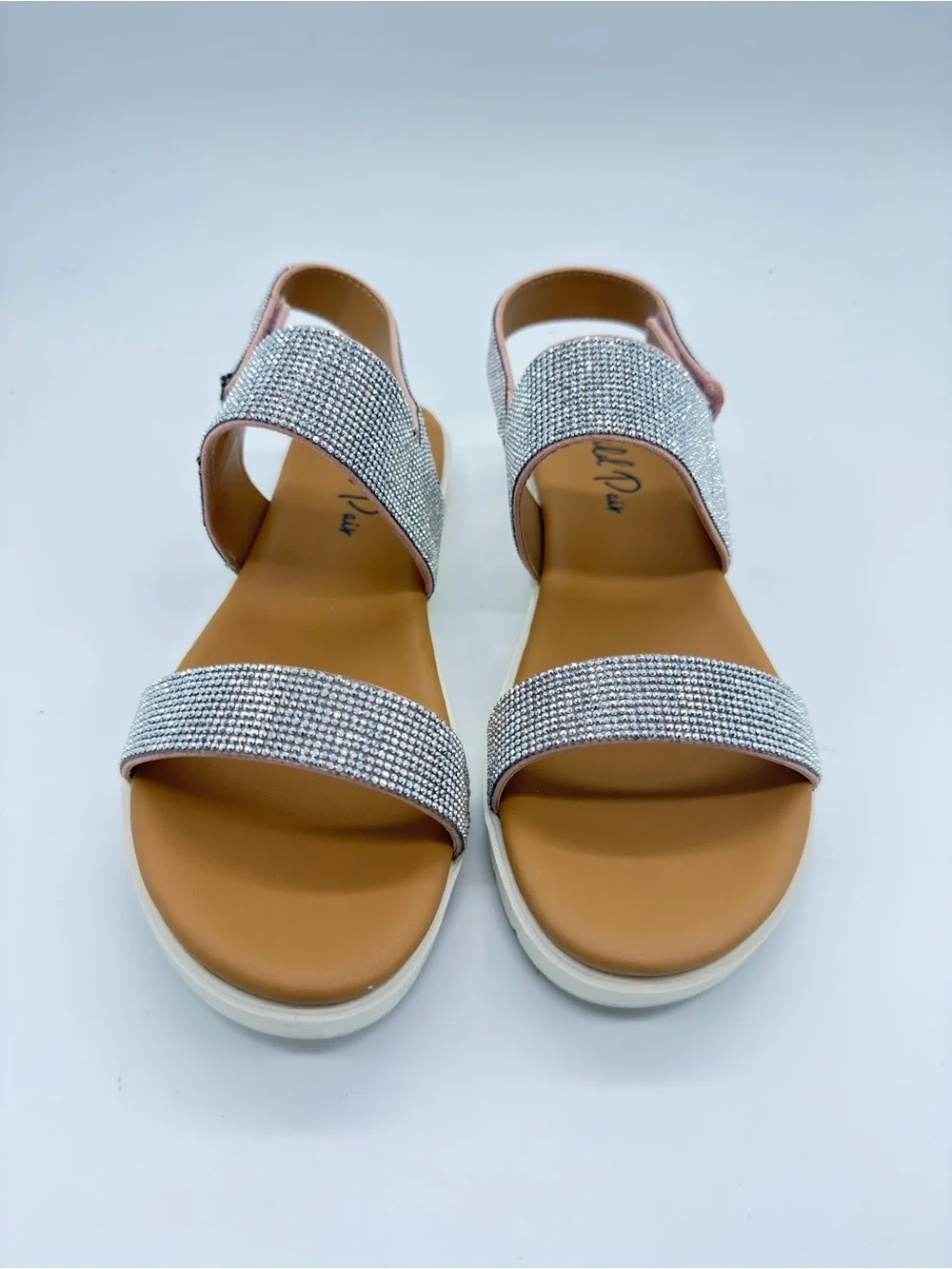 Wild Pair Silver Crystal Two-Band Slingback Sandal